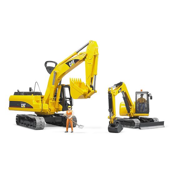 Bruder Miniescavatore CAT con figurina