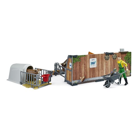 Bruder Stalla per bovini con figurine e accessori