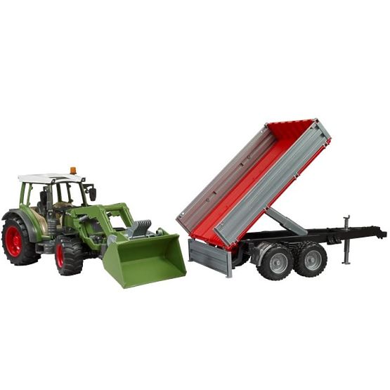 Bruder Trattore Fendt Vario 211 con caricatore frontale e rimorchio ribaltabile