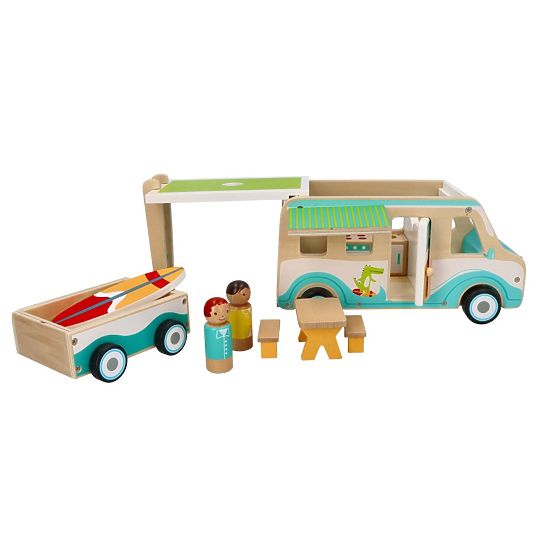 Caravan in legno con rimorchio e accessori