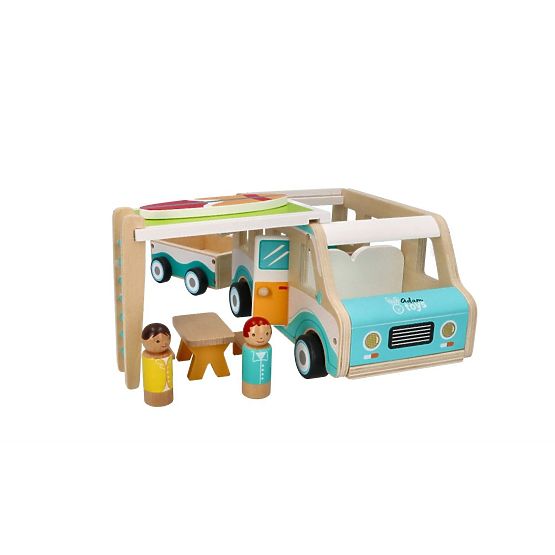 Caravan in legno con rimorchio e accessori
