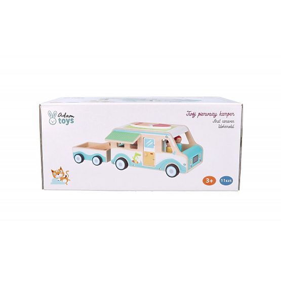 Caravan in legno con rimorchio e accessori