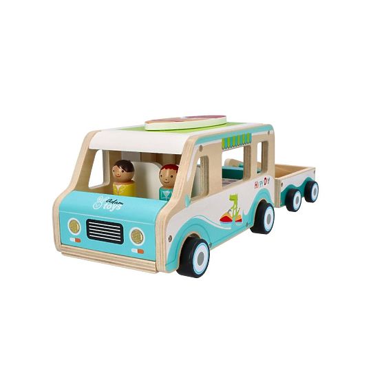 Caravan in legno con rimorchio e accessori