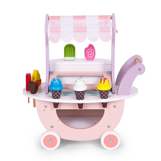Carrello gelateria in legno per bambini negozio 12 elementi ECOTOYS
