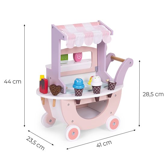 Carrello gelateria in legno per bambini negozio 12 elementi ECOTOYS