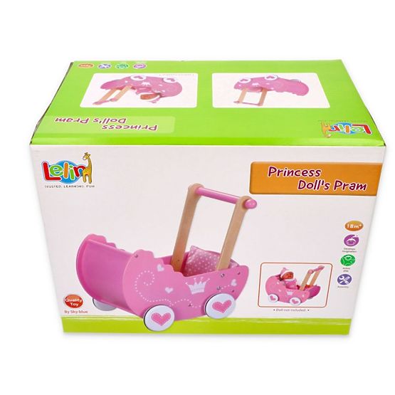 Carrozzina in legno per bambole Lelin