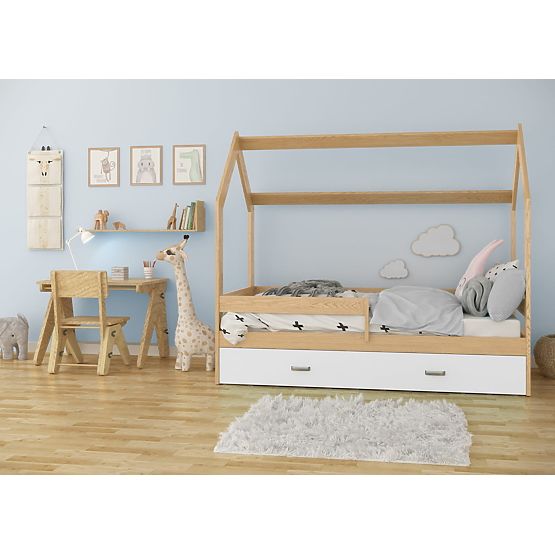 Letto a casetta Paula con barriera 160 x 80 cm - pino
