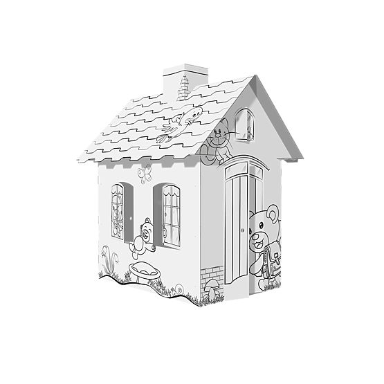 Casa di cartone per bambini con camino - Orso