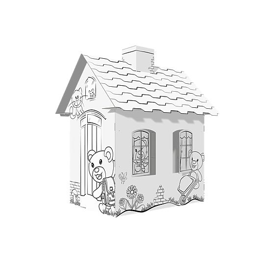 Casa di cartone per bambini con camino - Orso