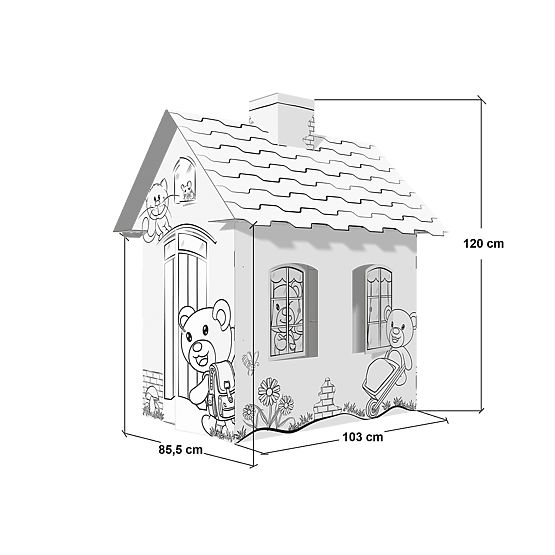 Casa di cartone per bambini con camino - Orso