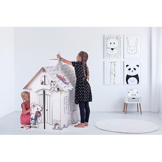 Casa di cartone per bambini con camino - Orso