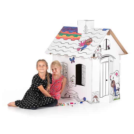 Casa di cartone per bambini con camino - Orso