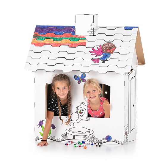 Casa di cartone per bambini con camino - Orso