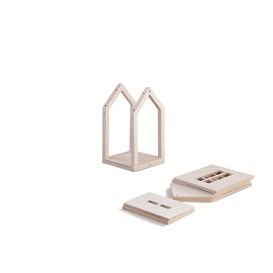 Magnetica casa Montessori in legno - naturale