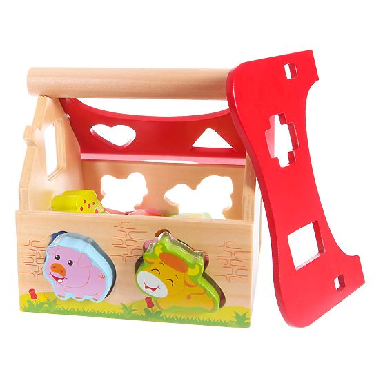 Casetta in legno, fattoria smistatrice con blocchi ECOTOYS