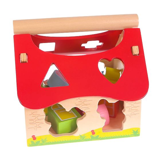 Casetta in legno, fattoria smistatrice con blocchi ECOTOYS