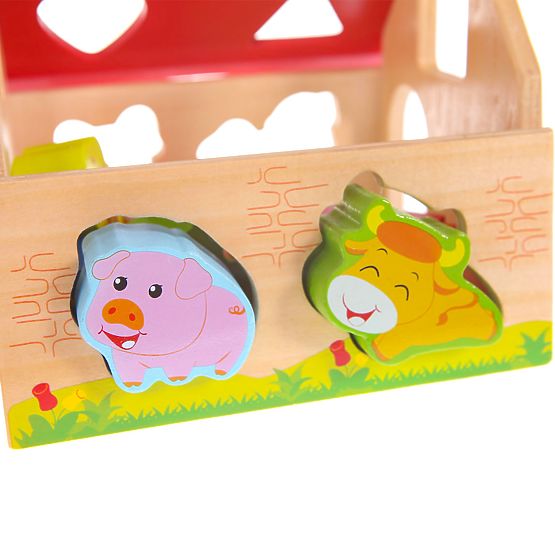 Casetta in legno, fattoria smistatrice con blocchi ECOTOYS