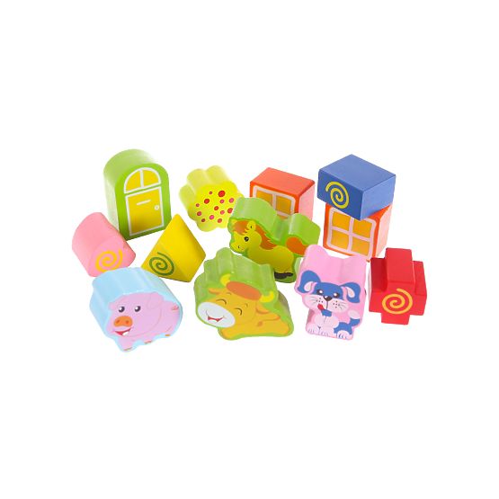 Casetta in legno, fattoria smistatrice con blocchi ECOTOYS