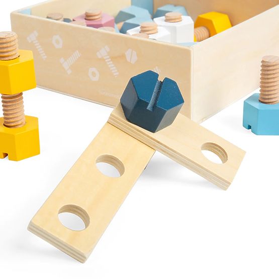 Cassetta di dadi e bulloni Bigjigs