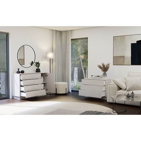 Cassettiera AMBER 1D4S Armadietto 1 Porta 4 Cassetti per Camera da Letto Soggiorno CASHMERE Beige