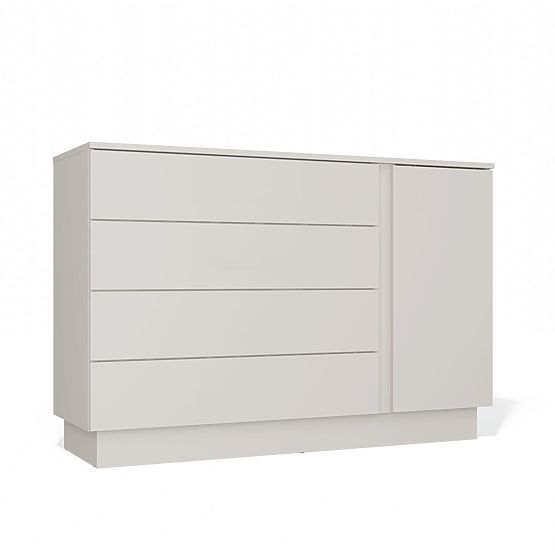 Cassettiera AMBER 1D4S Armadietto 1 Porta 4 Cassetti per Camera da Letto Soggiorno CASHMERE Beige