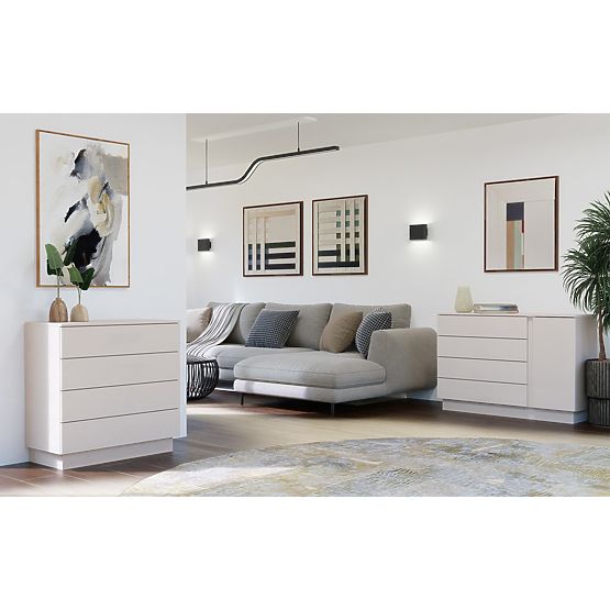 Cassettiera AMBER 1D4S Armadietto 1 Porta 4 Cassetti per Camera da Letto Soggiorno CASHMERE Beige