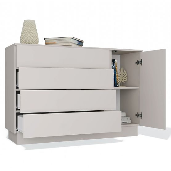 Cassettiera AMBER 1D4S Armadietto 1 Porta 4 Cassetti per Camera da Letto Soggiorno CASHMERE Beige