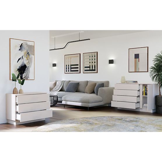 Cassettiera AMBER 3S Armadietto 3 Cassetti per Camera da Letto Soggiorno CASHMERE Beige