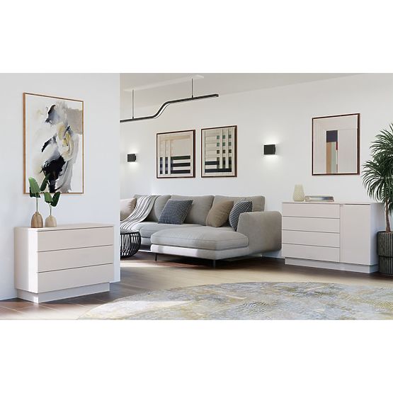 Cassettiera AMBER 3S Armadietto 3 Cassetti per Camera da Letto Soggiorno CASHMERE Beige