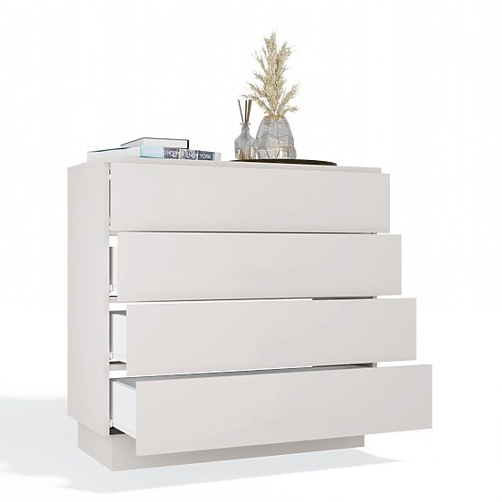 Cassettiera AMBER 4S Armadietto 4 Cassetti per Camera da Letto Soggiorno CASHMERE Beige