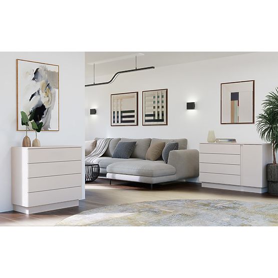 Cassettiera AMBER 4S Armadietto 4 Cassetti per Camera da Letto Soggiorno CASHMERE Beige