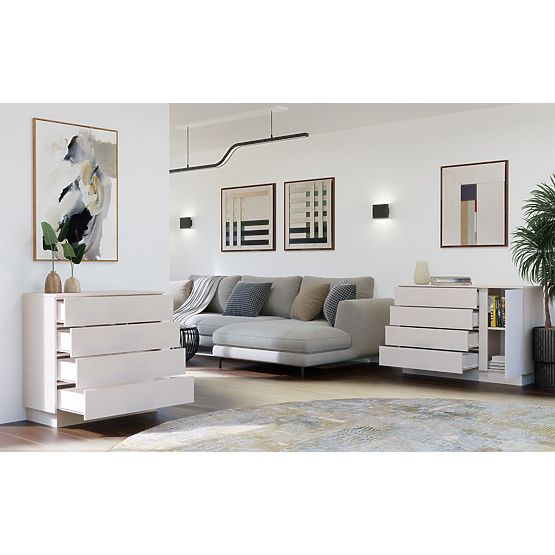 Cassettiera AMBER 4S Armadietto 4 Cassetti per Camera da Letto Soggiorno CASHMERE Beige