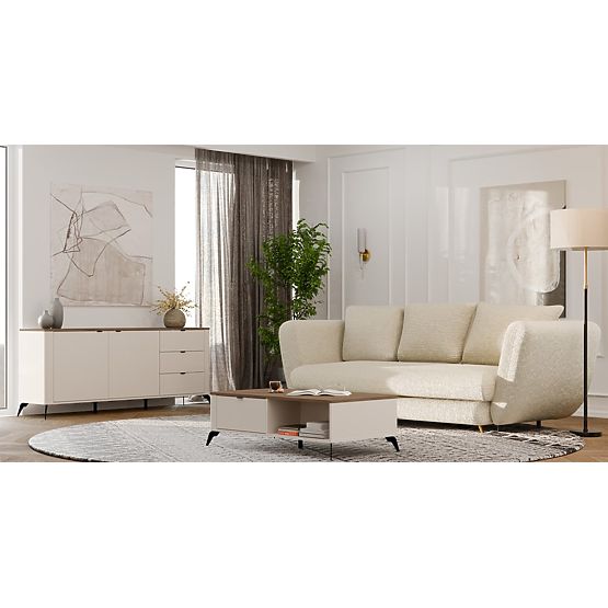 Cassettiera CORDOBA 2D3S Cashmere Beige Rovere Castello Armadietto 3 Cassetti Chiusura Silenziosa