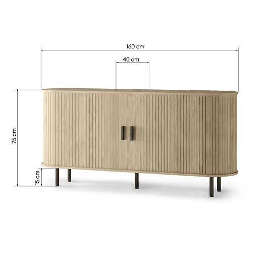 Cassettiera Gliss, arrotondata, lamelle, rovere chiaro