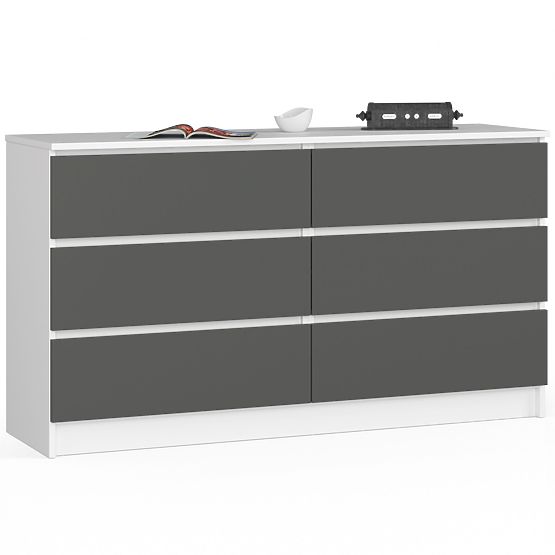 Cassettiera K 140 cm 6 cassetti PK bianco-grafite grigio