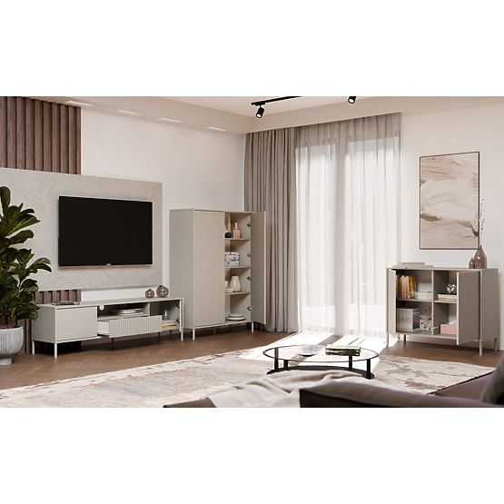 Cassettiera KAMARO 2D SLIM Pannello Frontale Lamellare CASHMERE