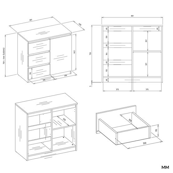 Cassettiera Malwa 1D3S CASHMERE BEIGE
