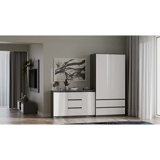Cassettiera Malwa 2D3S ANTRACITE BIANCO