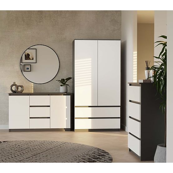 Cassettiera Malwa 2D3S ANTRACITE BIANCO