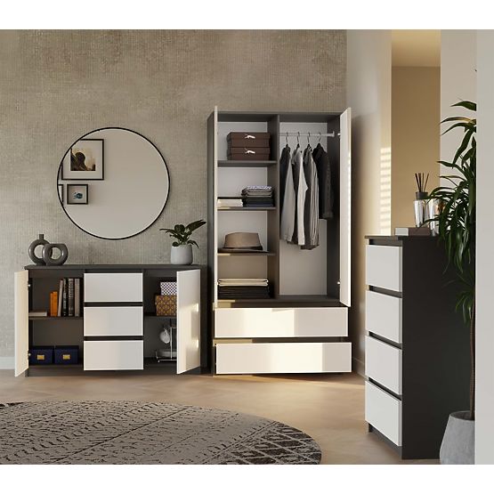Cassettiera Malwa 2D3S ANTRACITE BIANCO