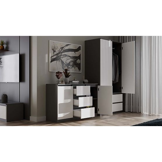 Cassettiera Malwa 2D3S ANTRACITE BIANCO
