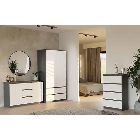 Cassettiera Malwa 2D3S ANTRACITE BIANCO