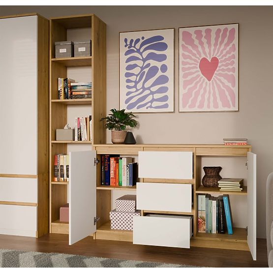 Cassettiera Malwa 2D3S Rovere Artisan Bianco