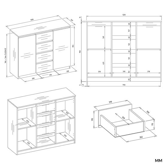 Cassettiera Malwa 2D4S 120 ROVERE ARTISAN CASHMERE BEIGE