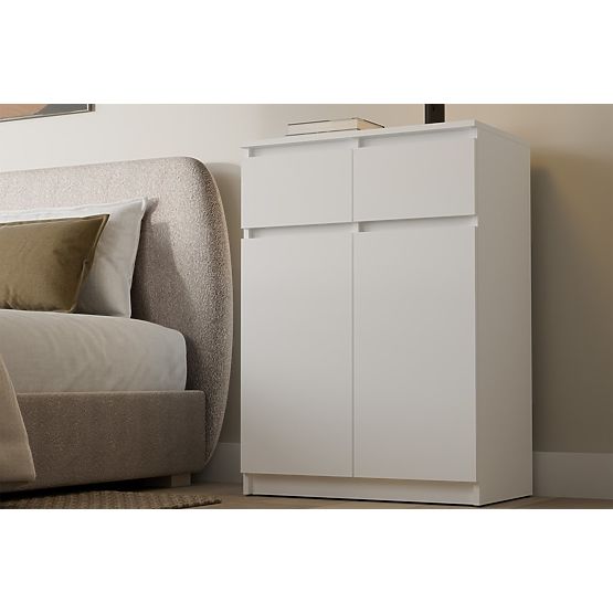 Cassettiera Malwa 2DD2S Armadietto 2 Ante 2 Cassetti per Soggiorno BIANCO