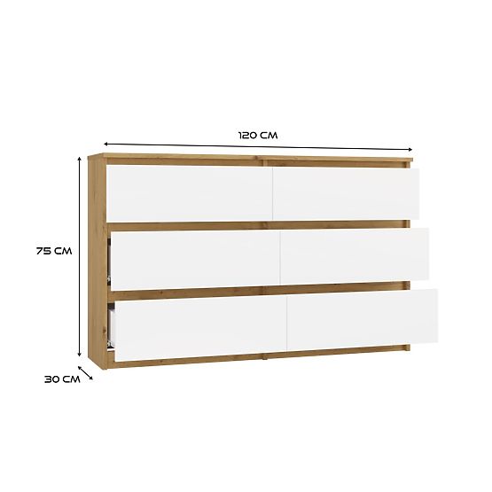 Cassettiera Malwa M6 120 ROVERE ARTIGIANO BIANCO