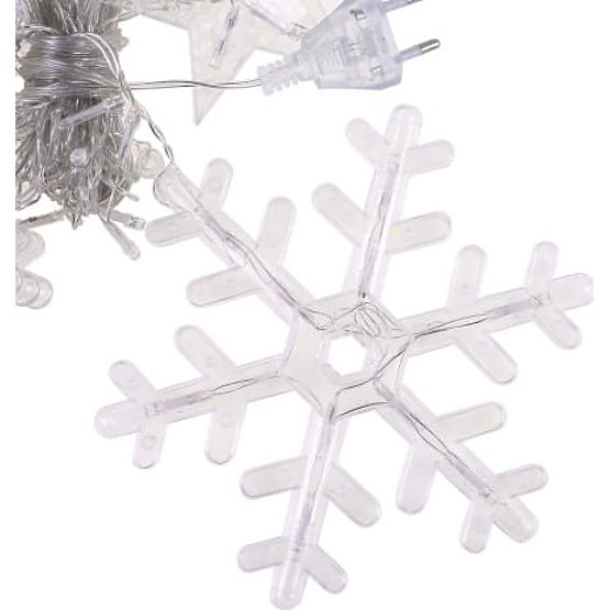 Catene luminose fiocchi di neve e stelline illuminazione natalizia a tendina 138LED