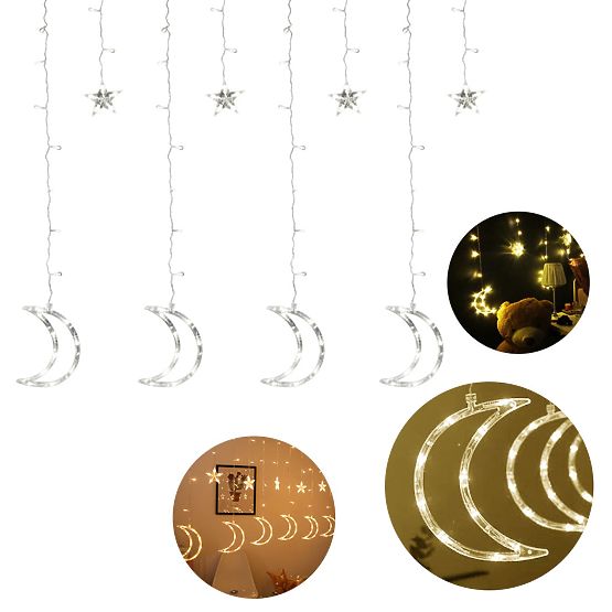 Catene luminose luna e stelle illuminazione natalizia 96LED