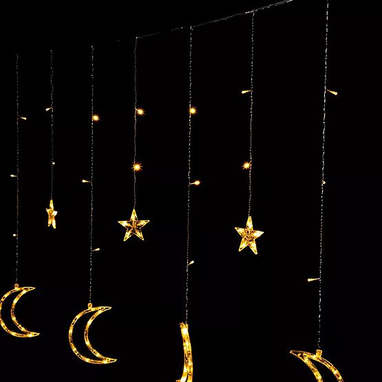 Catene luminose luna e stelle illuminazione natalizia 96LED