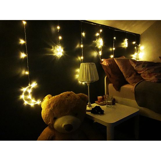 Catene luminose luna e stelle illuminazione natalizia 96LED